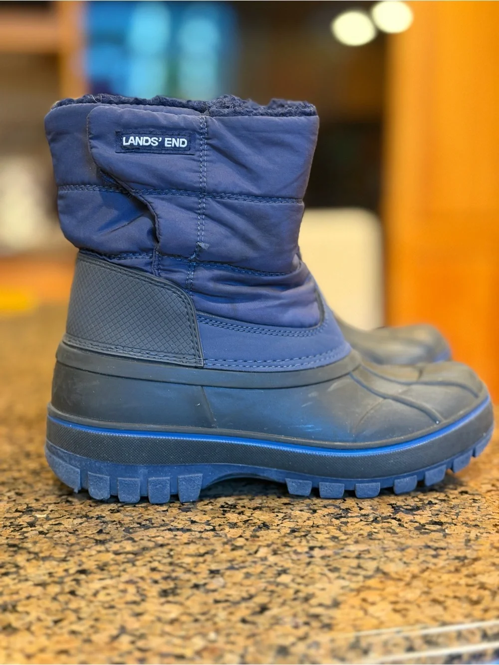 Lands' End Kids' Navy Waterproof frost insulate Snow Boots boys size 2Y